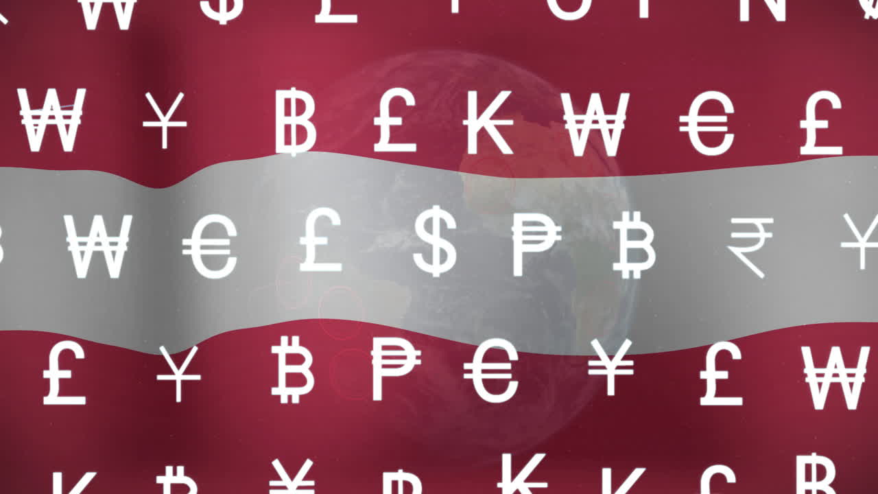 화폐 기호: 지구와 오스트리아 발 위의 애니메이션