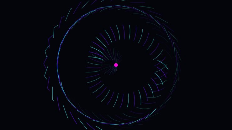 Abstract Motion Graphic of Rotating Neon Lines and Central Point