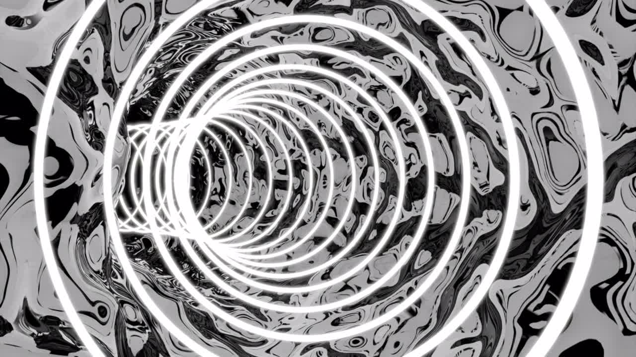 anillos de señal de difusión abstractos que crean efecto túnel, bucle sin costuras. diseño. concepto de una transmisión de señal.