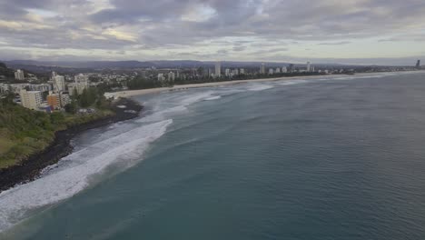 suburban city of burleigh heads against overcast in gold coast, queensland, australia