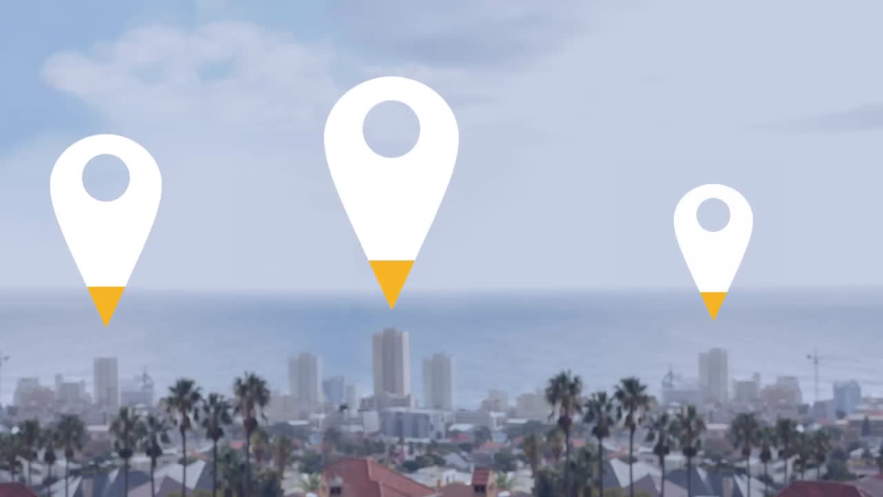 alfileres de ubicación sobre el paisaje