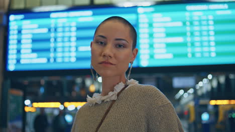 woman at train station