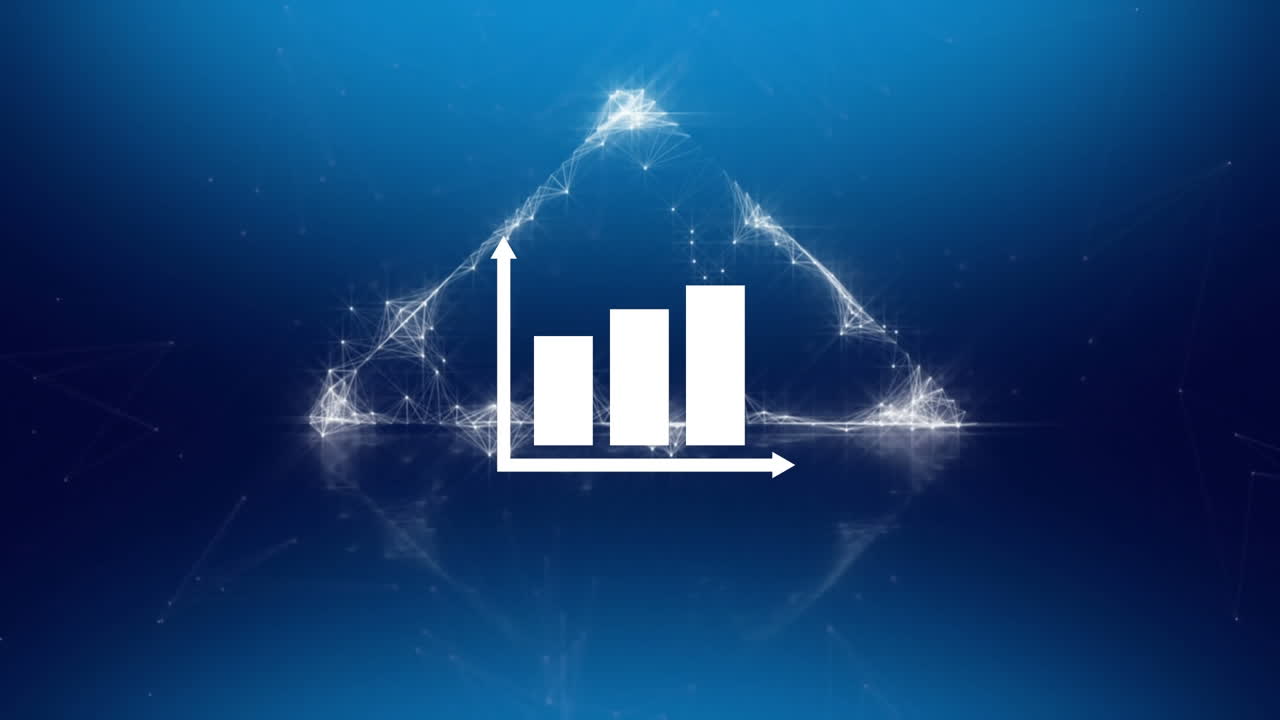 Animation of statistics over triangle on blue background