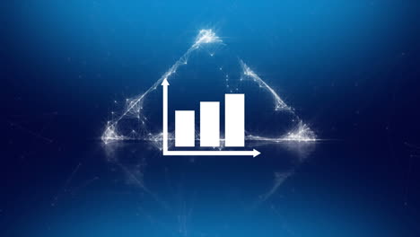 Animation of statistics over triangle on blue background
