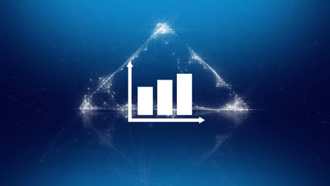 animation of statistics over triangle on blue background