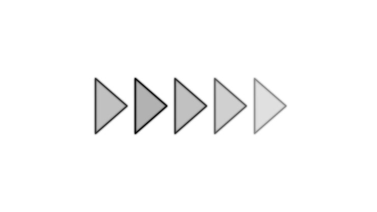 Black outlined arrows sequentially appear and darken, forming a growing row on white background