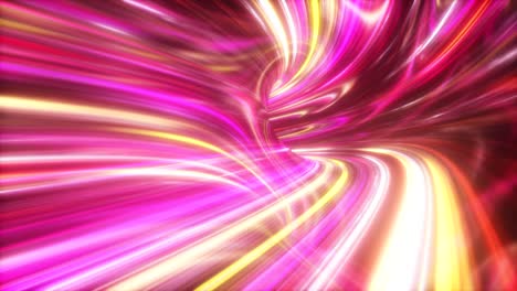 the speed of digital lights, neon beams moving through the tunnels of digital technology. space time concept. seamless loop 3d render