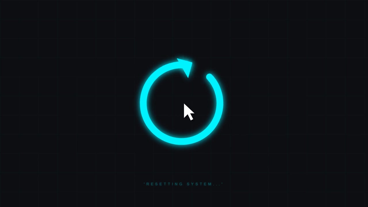 Glowing Blue Loading Spinner Icon with Mouse Cursor