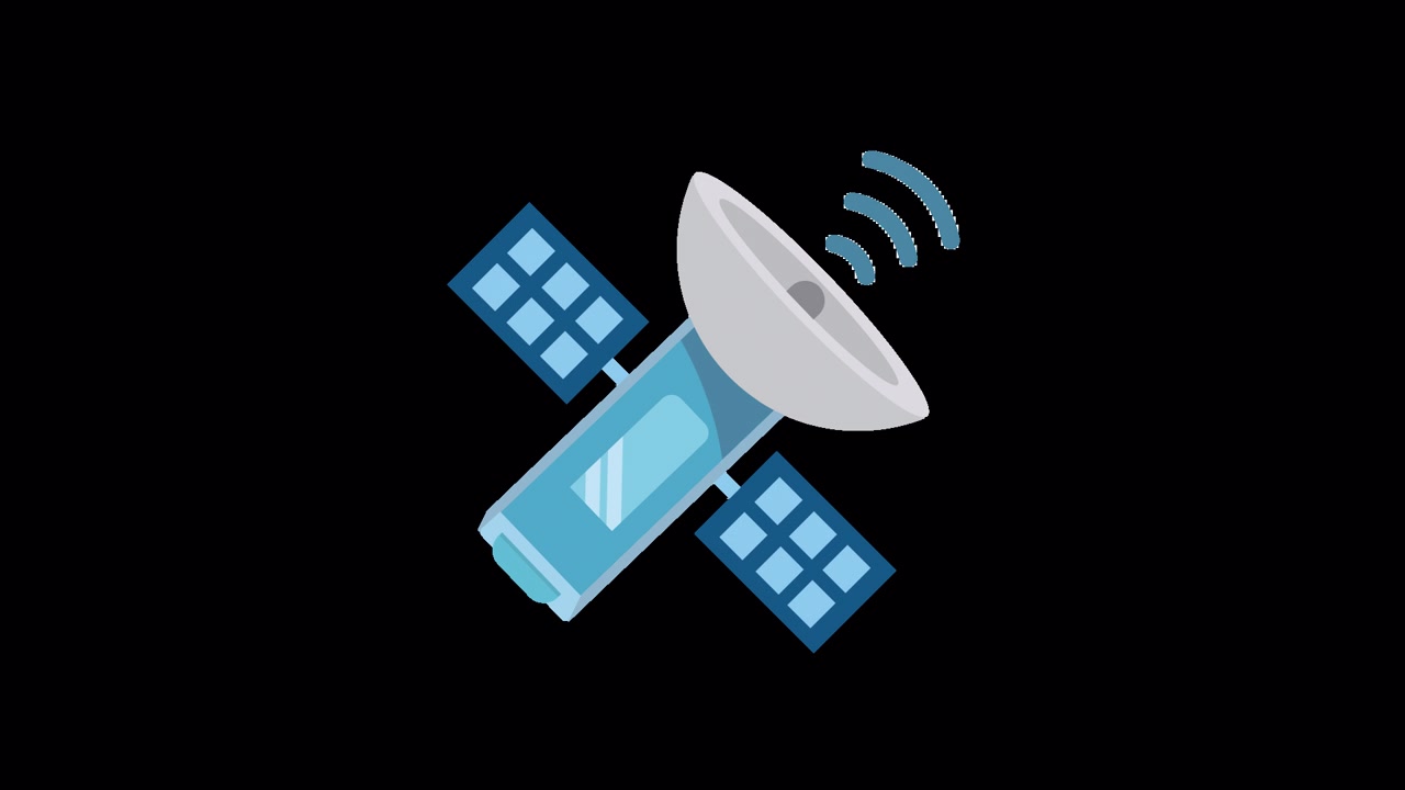 Animeret satellit, der sender signal