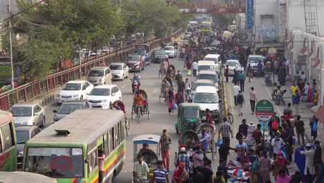 busy city street scene in bangladesh