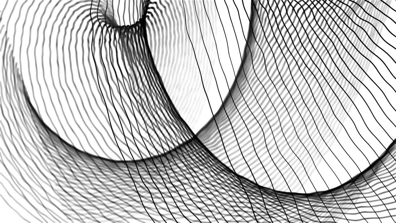 Bright abstract dancing line background neon glow futuristic loop white black