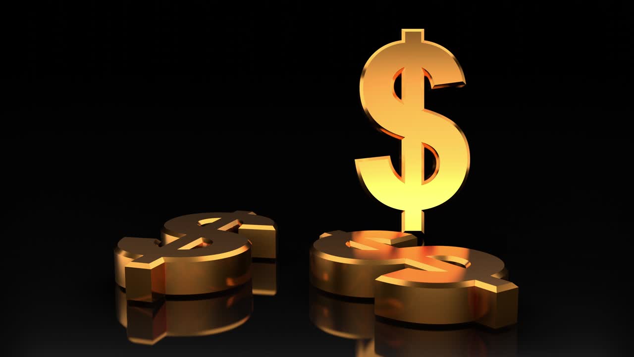 Dollar sign. 3D loop animation with 4K resolution.