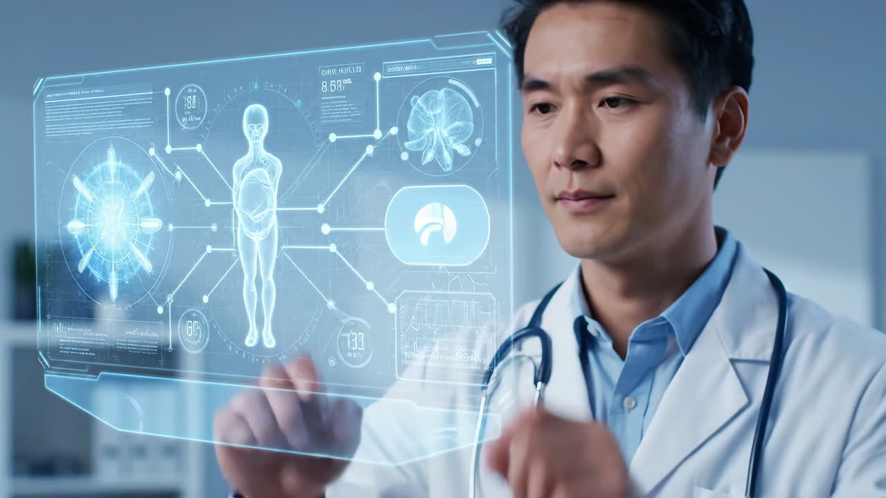 Doctor using futuristic medical technology