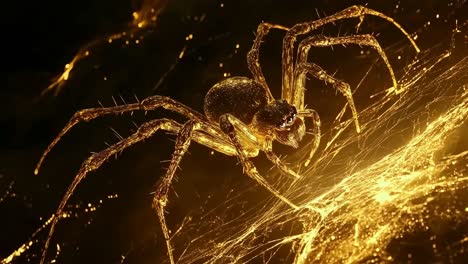 golden spider on a glowing web