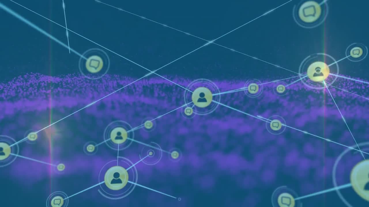 animación de la red de conexiones con iconos sobre cerebros humanos