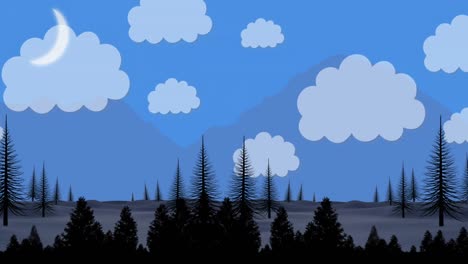 Animation-Der-Landschaft-Bei-Nacht