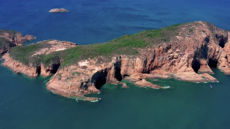 scenic aerial top view of dramatic high precipice with beautiful sea view