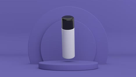 video de resolución 4k: tubo de crema cosmética blanco en blanco con espacio vacío para su diseño girando sobre productos de cilindros muy peri violeta pedestal de escenario en un animo de bucle de fondo violeta muy peri