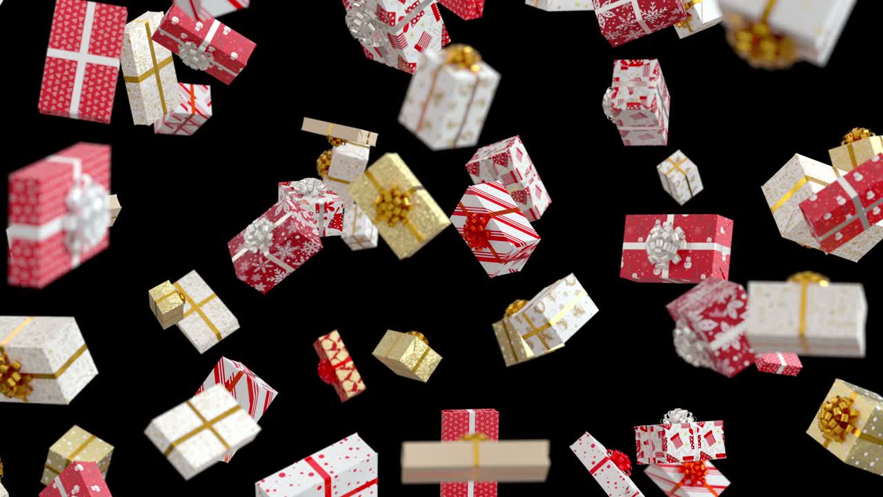 녹색 스크린에서 발렌타인 데이 선물이 떨어집니다.