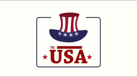 united states of america flag in hat animation