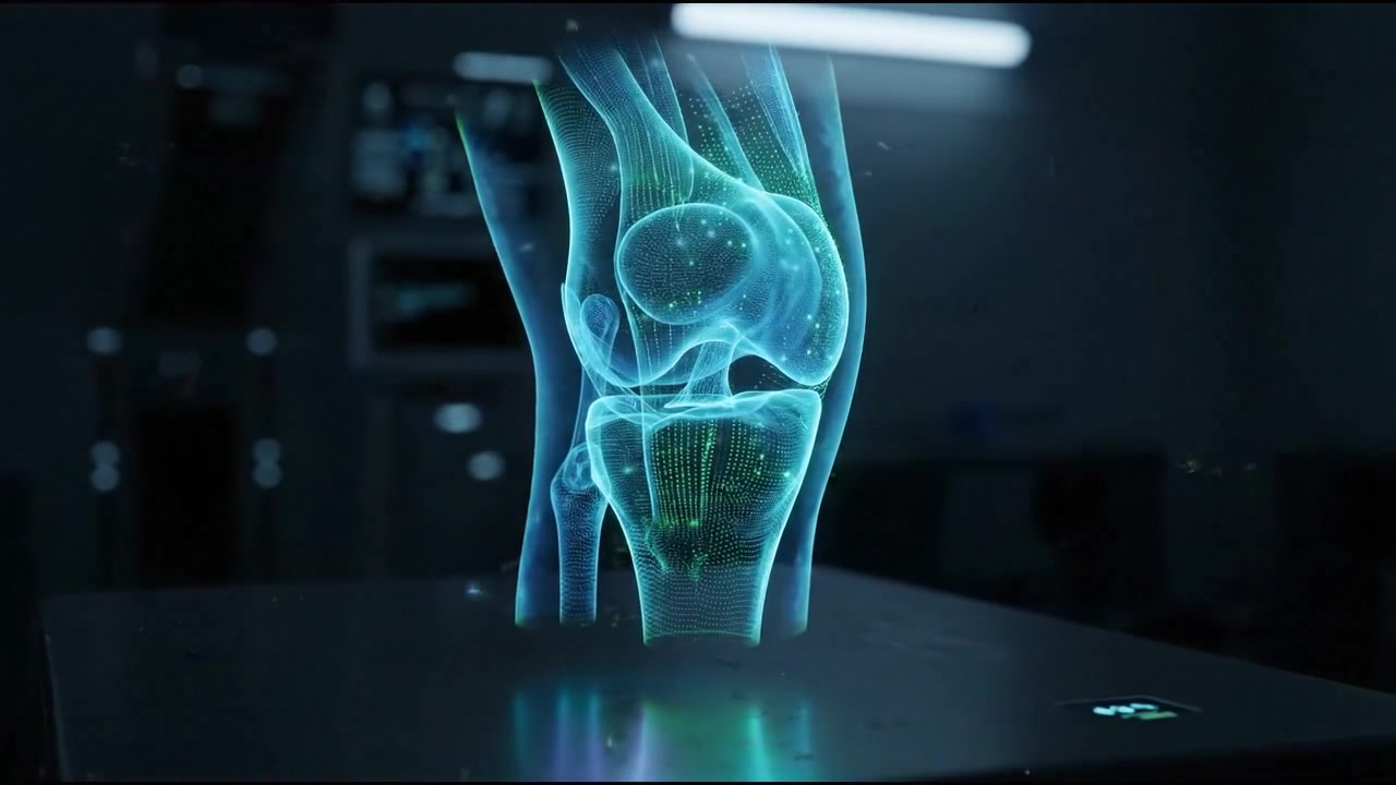 Glødende blå medicinsk visualisering af menneskelig brystkasse og brystrygsøjle