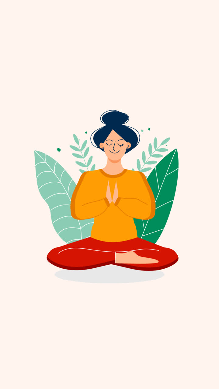 En animation af en illustration af organisk flade mennesker, der mediterer
