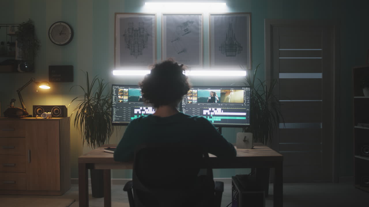 Video Editor at Work in Home Office