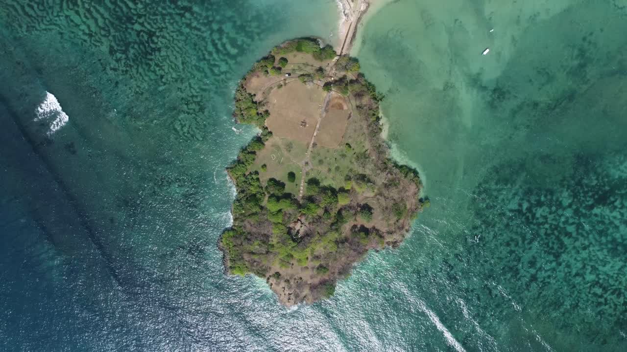 Bali's Tranquil Paradise: Aerial 4K Drone Shot of Nusa Dharma Island