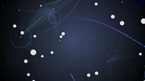 Digital-animation-of-multiple-dots-against-plexus-network-and-spot-of-light-on-blue-background