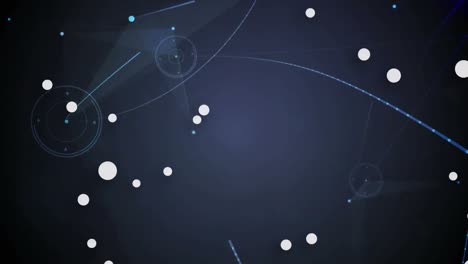 animación digital de múltiples puntos contra la red de plexo y punto de luz sobre fondo azul