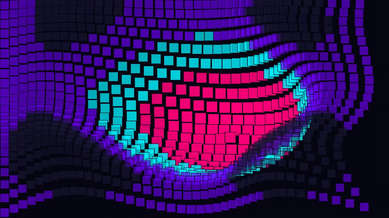 Sfondo astratto in movimento con cubi 3D colorati che si increspano