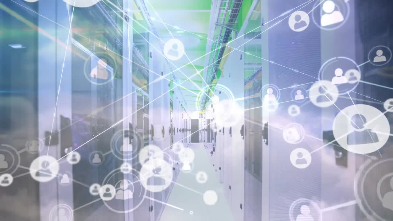 서버  ⁇  위의 아이콘으로 연결 네트워크의 애니메이션