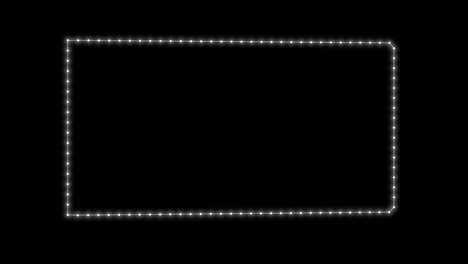 rectangular contours of linear dots connection rotating in seamless loop over black background.