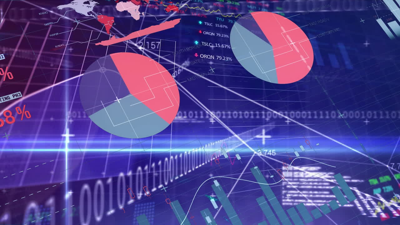 Financial data processing against blue background