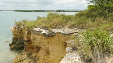 rocky cliffs with caribbean sea at cabo rojo in puerto rico