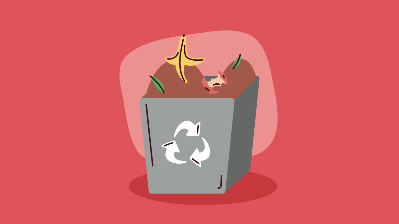 유기 쓰레기 애니메이션을 가진 생태학 비