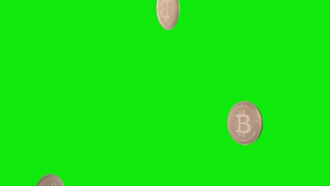 lluvia de bitcoins. bitcoins cayendo en una pantalla verde