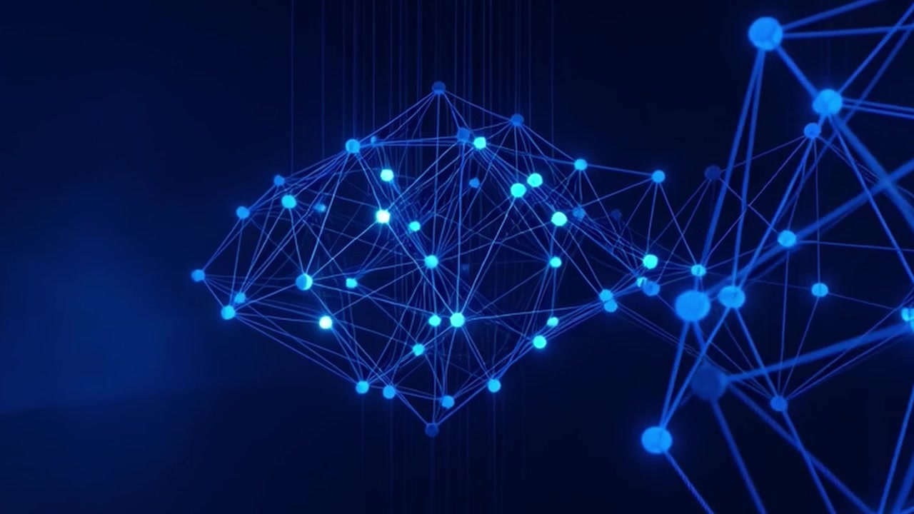 Abstract Digital Network Connection with Glowing Blue Nodes