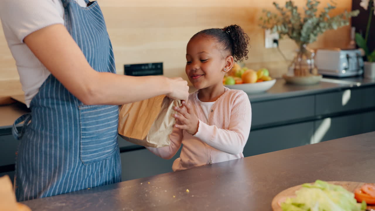 Mother preparing lunch for her daughter