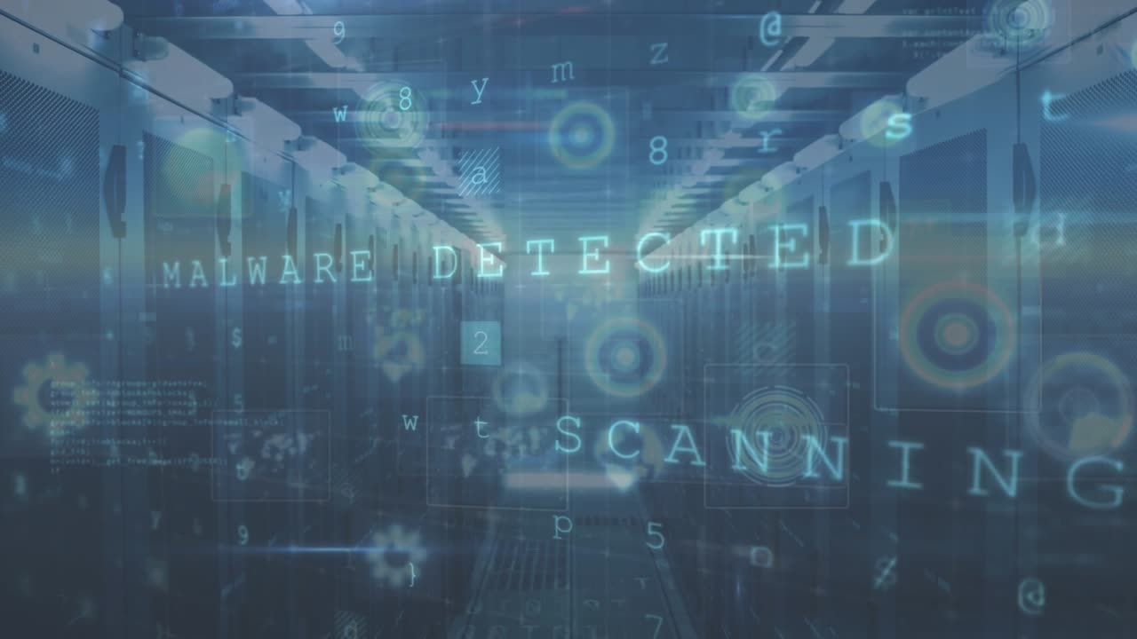 Animation of data processing over server room