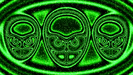 green aliens. images of humanoids in wavy abstraction.