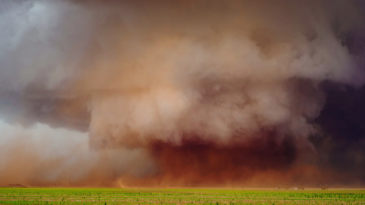 Destructive Tornado Spinning Under Severe Thunderstorm Supercell
