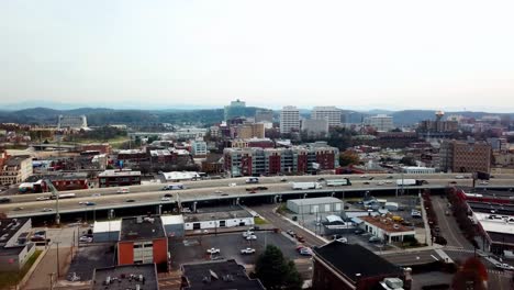 knoxville tennessee aerial of skyline with i40 in foreground, knoxville tenn, knoxville tn