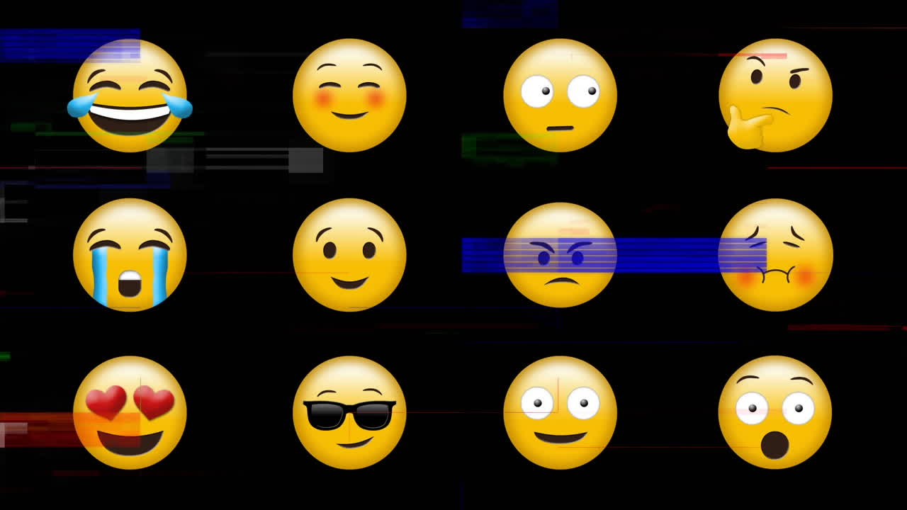 다른 감정과 반응을 가진 이모티콘