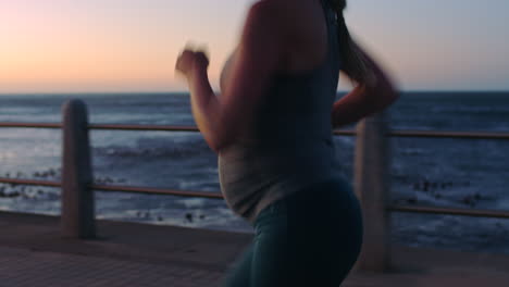 running, exercise and pregnant woman on sea