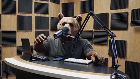 bear podcast host in recording studio