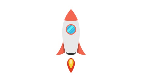 cartoon rocket ship flying up on white background. loop animation. 4k resolution.