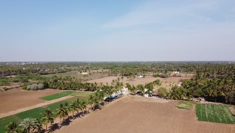aerial view of big farm land in gujarat india with blue skies