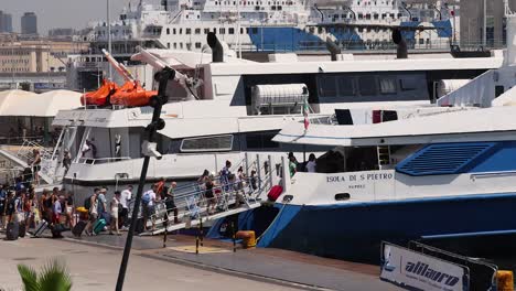 people boarding a ferry at sorrento pier