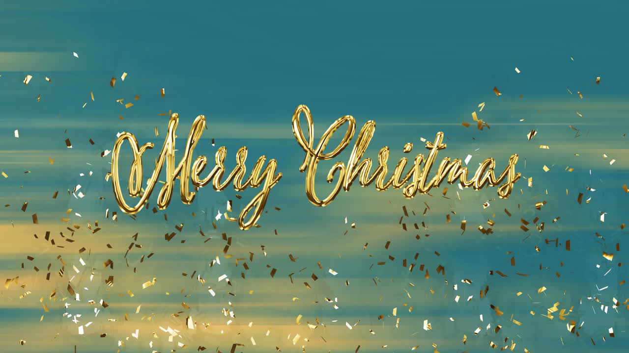 크리스마스 축하 문서의 애니메이션 콘페티와 파란 하늘 위에